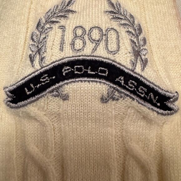 U.S. Polo Assn. Men's V-Neck Cable Knit Beige Sweater Size Large - Picture 5 of 12